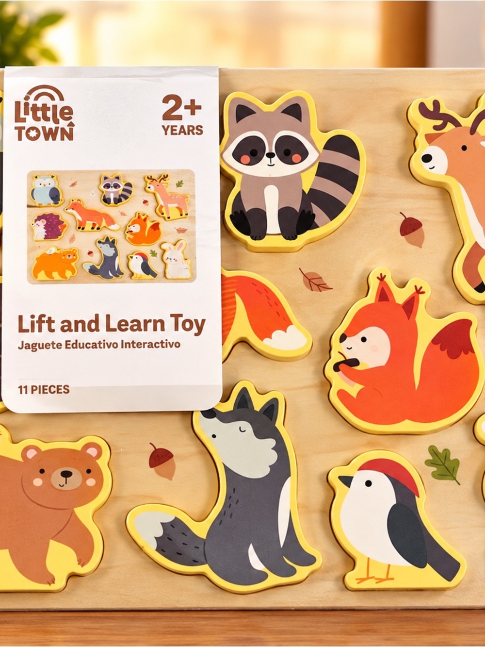Lift and Learn Toy - Woodland Animals - Yellow & Multicolor